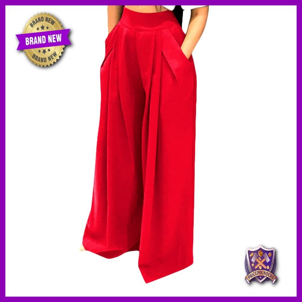 High Waist Wide Leg Palazzo Pants Stretchy Loose Fit Casual Trousers